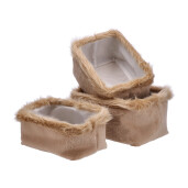 Set 3 cosuri depozitare textil maro 31 x 21 x 16,5, 34 x 25 x 18, 37 x 28 x 20,5 cm