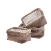 Set 3 cosuri depozitare textil maro taupe 31 x 21 x 16,5, 34 x 25 x 18, 37 x 28 x 20,5 cm