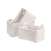 Set 3 cosuri depozitare textil crem 30,5 x 21 x 17,  33,5 x 24 x 18, 36,5 x 26,5 x 20 cm