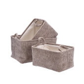 Set 3 cosuri depozitare textil maro 30,5 x 21 x 17,  33,5 x 24 x 18, 36,5 x 26,5 x 20 cm
