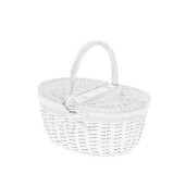 Cos depozitare lemn salcie textil alb 36,5 x 25 x 31 cm