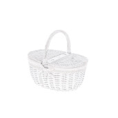 Cos depozitare lemn salcie textil alb 40,5 x 30 x 36 cm