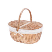 Cos depozitare lemn rachita maro textil crem 45 x 35 x 41 cm