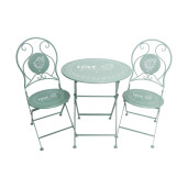 Set mobilier gradina fier verde alb 60 x 70, 38 x 38 x 93 cm