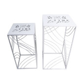 Set 2 suporturi flori fier alb negru 30 x 30 x 60, 35 x 35 x 70 cm