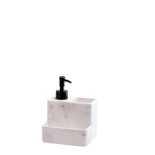 Dispenser sapun cu 2 compartimente, ceramica 7,5 x 7,5 x 18,5 cm