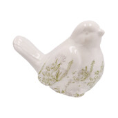 Figurina Pasare ceramica alba verde 20 x 10,5 x 14 cm