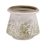 Ghiveci flori ceramica bej verde 18 x 15,5 cm