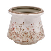 Ghiveci flori ceramica bej maro 18 x 15,5 cm