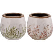 Set 2 ghivece flori ceramica multicolora 19 x 17 cm