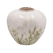 Vaza flori ceramica bej verde 16,5 x 14,5 cm