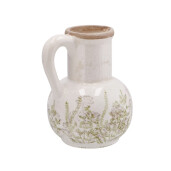 Vaza flori ceramica bej verde 15 x 13 x 17,5 cm