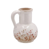 Vaza flori ceramica bej maro 15 x 13 x 17,5 cm