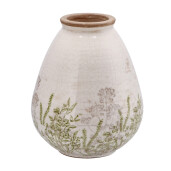 Vaza flori ceramica bej verde 17,5 x 21,5 cm