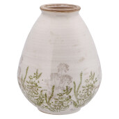 Vaza flori ceramica bej verde 21 x 26 cm