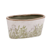 Ghiveci flori ceramica bej verde 27,5 x 12,5 x 13,5 cm
