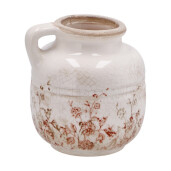 Vaza flori ceramica bej maro 16 x 15 x 16 cm 
