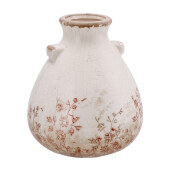 Vaza flori ceramica bej maro Salas 17 x 19,5 cm