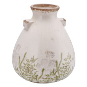 Vaza flori ceramica bej verde 21,5 x 25 cm
