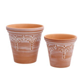 Set 2 ghivece flori teracota maro 14 x 14 cm, 17 x 17 cm