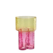 Vaza flori sticla roz galbena 20 x 30,5 cm