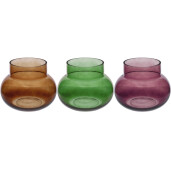 Set 3 vaze flori sticla multicolora 21 x 20 cm