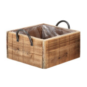 Set 2 ghivece flori lemn maro 17 x 17 x 11 cm, 25 x 25 x 13 cm