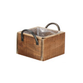 Set 2 ghivece flori lemn maro 17 x 17 x 11 cm, 25 x 25 x 13 cm