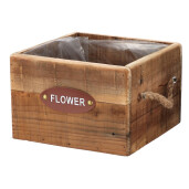 Set 2 ghivece flori lemn maro 20 x 20 x 16 cm,  25 x 25 x 17,5 cm
