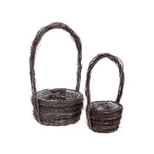 Set 2 ghivece flori lemn salcie maro 19 x  38, 29 x 52 cm