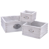 Set 3 ghivece flori lemn salcie alba 16 x 16 x 12 cm, 24 x 24 x 13,5 cm, 29 x 29 x 14,5 cm