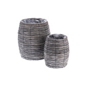 Set 2 ghivece flori lemn gri 22 x 32,5, 35 x 44 cm