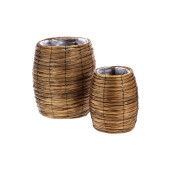 Set 2 ghivece flori lemn maro 22 x 32,5, 35 x 44 cm