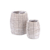 Set 2 ghivece flori lemn alb 22 x 32,5, 35 x 44 cm