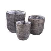 Set 3 ghivece flori lemn gri 27 x 34, 34 x 35, 40 x 41 cm