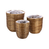 Set 3 ghivece flori lemn maro 27 x 34, 34 x 35, 40 x 41 cm