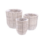 Set 3 ghivece flori lemn alb 27 x 34, 34 x 35, 40 x 41 cm