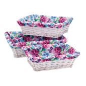 Set 3 cosuri depozitare lemn salcie, textil multicolor 37 x 27 x 12 cm, 42 x 30 x 14 cm, 46 x 36 x 16 cm