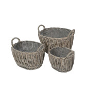 Set 3 cosuri depozitare lemn salcie gri 25 x 17 x 17 cm, 30 x 22 x 18 cm, 35 x 27 x 20 cm