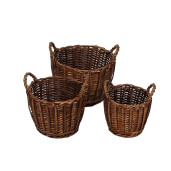 Set 3 cosuri depozitare lemn salcie maro 19 x 17 cm, 24 x 19 cm, 30 x 21 cm