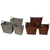 Set 6 ghivece flori lemn salcie 29 x 20 x 29, 35 x 26 x 32, 41 x 32 x 35 cm