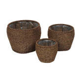 Set 3 ghivece flori fibre naturale 18 x 17 cm, 25 x 21,5 cm, 30 x 26 cm