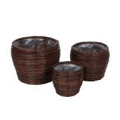 Set 3 ghivece flori fibre naturale maro 18 x 17 cm, 25 x 21,5 cm, 30 x 26 cm