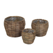 Set 3 ghivece flori fibre naturale maro II 18 x 17 cm, 25 x 21,5 cm, 30 x 26 cm