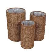 Set 3 ghivece flori fibre naturale maro IIII 20 x 40 cm, 25 x 45 cm, 30 x 50 cm