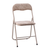 Set 2 scaune pliabile fier textil bej 44 x 47 x 80 cm