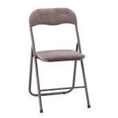 Set 2 scaune pliabile fier textil maro 44 x 47 x 80 cm