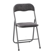 Set 2 scaune pliabile fier textil gri 44 x 47 x 80 cm