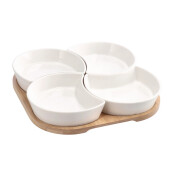 Platou servire 4 compartimente, ceramica bambus 26 x 26 cm
