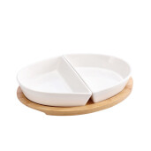 Platou servire 6 compartimente, ceramica bambus 18,5 x 13,5 x 3,5 cm, 28 x 20 cm